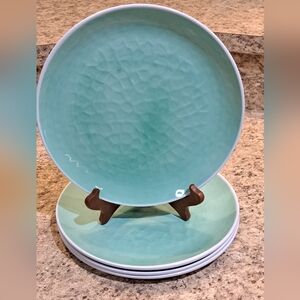 Tommy Bahama Light Green Mint/Aqua Melamine Pebbled Dinner Plates